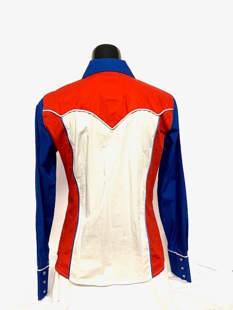 Camicia donna 18. Cotone. Manica lunga . multicolor con profili in contrasto. - Westline Country