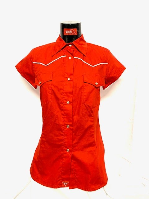 Camicia Donna 22. Cotone mezza manica. Profili in contrasto. - Westline Country