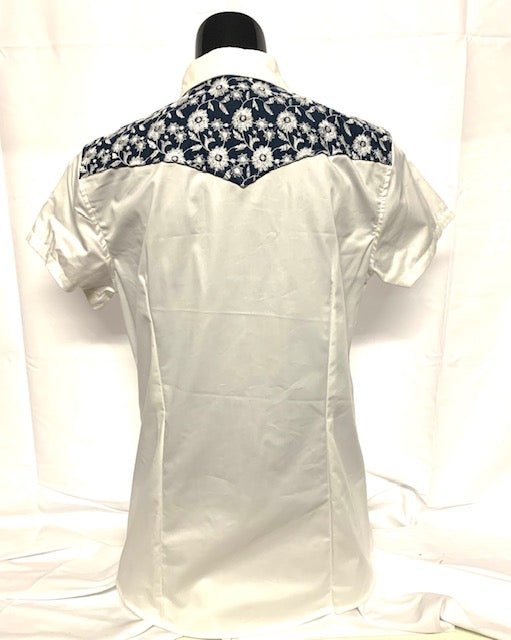 Camicia donna 8. Cotone Mezza Manica. Sponi con ricamo: - Westline Country