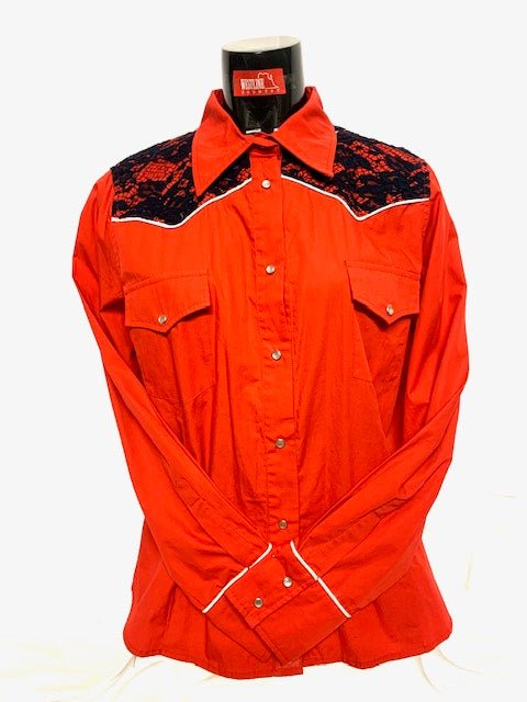 Camicia Donna 10. Cotone manica lunga. Sprone pizzo.ò Bottoni a pressione. - Westline Country