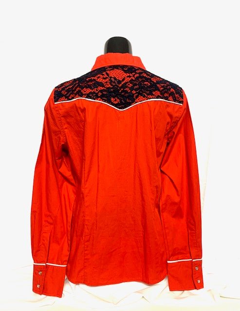 Camicia Donna 10. Cotone manica lunga. Sprone pizzo.ò Bottoni a pressione. - Westline Country