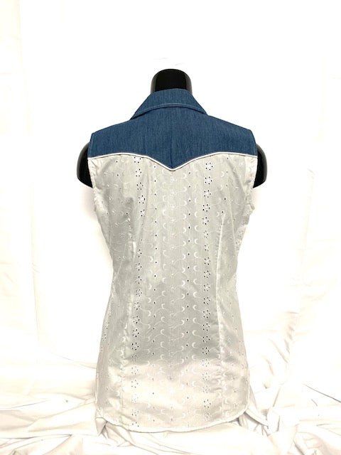 Camicia donna 14. Pizzo sangallo senza maniche. - Westline Country