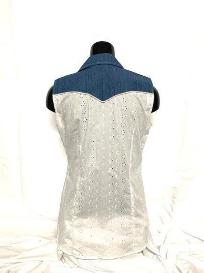 Camicia donna 14. Pizzo sangallo senza maniche. - Westline Country