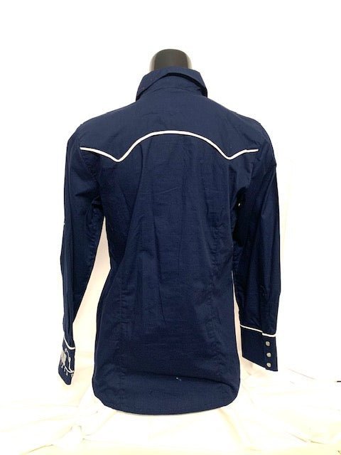 Camicia Donna 19. Cotone manica lunga. Ricamo su polsino. Profili in contrasto. - Westline Country