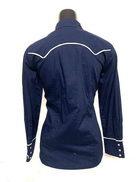 Camicia Donna 19. Cotone manica lunga. Ricamo su polsino. Profili in contrasto. - Westline Country
