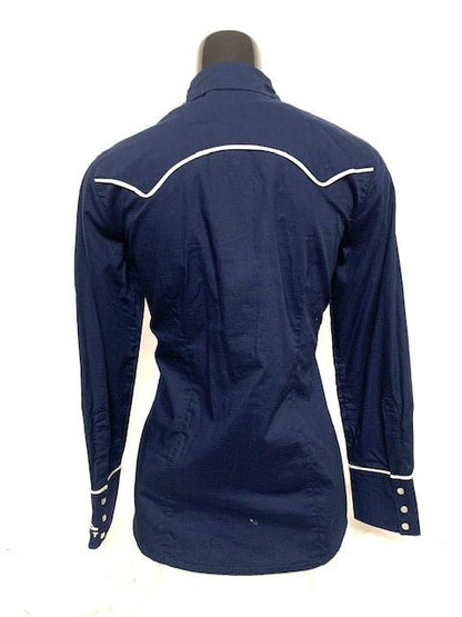 Camicia Donna 19. Cotone manica lunga. Ricamo su polsino. Profili in contrasto. - Westline Country
