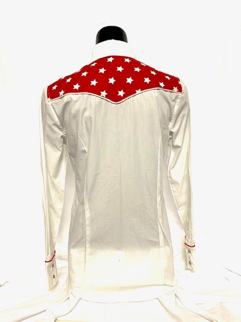 Camicia donna 20. Cotone manica lunga. Sproni rossi con stelle. - Westline Country
