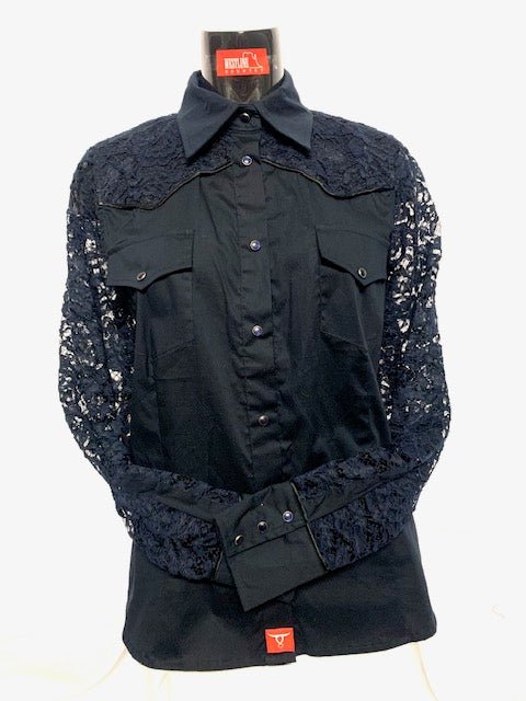 Camicia donna 6 . Maniche e sproni in pizzo. - Westline Country