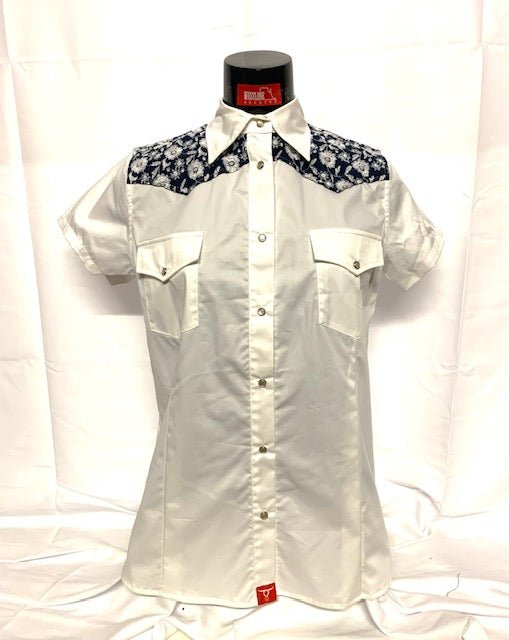 Camicia donna 8. Cotone Mezza Manica. Sponi con ricamo: - Westline Country