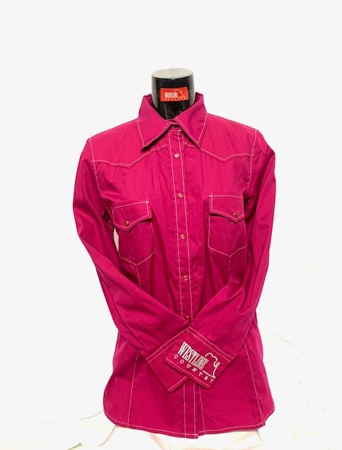 Camicia donna 9. Cotone manica lunga. Ricamo su polsino. - Westline Country