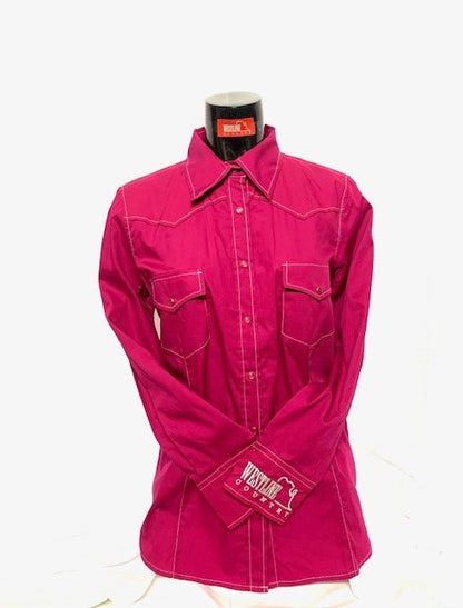 Camicia donna 9. Cotone manica lunga. Ricamo su polsino. - Westline Country
