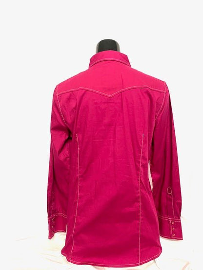 Camicia donna 9. Cotone manica lunga. Ricamo su polsino. - Westline Country